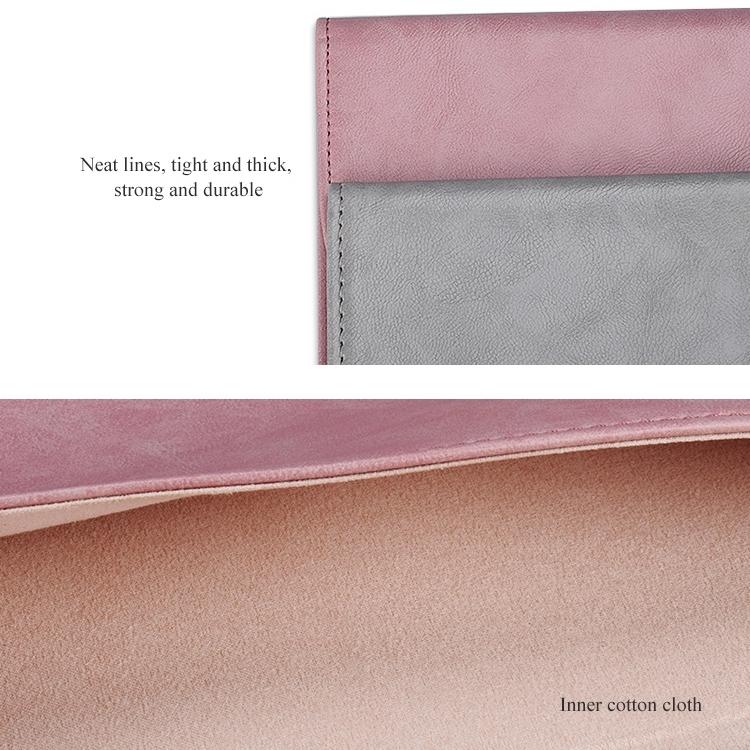 14.1 Inch Laptop Inner Bag with Magnetic Buckle and Small Bag - Pink Leather 12