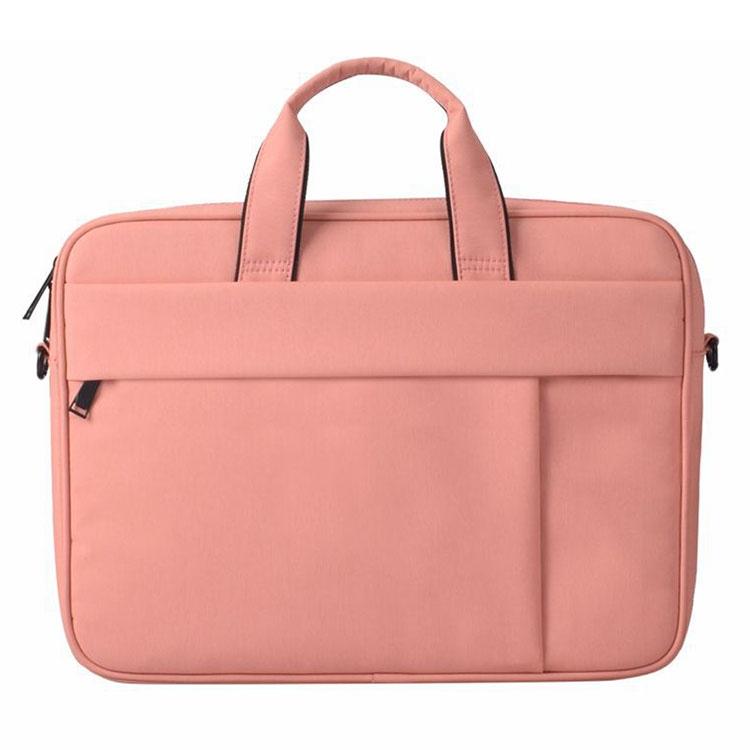 14.1 Inch Waterproof Anti-theft One-shoulder Handbag with Suitcase Belt - Pink