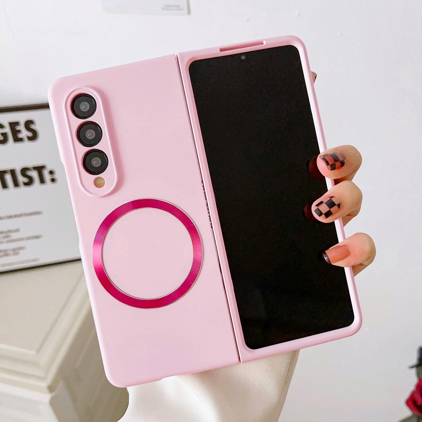For Samsung Galaxy Z Fold4 5G Magnetic Skin Case - Magsafe - Pink 10