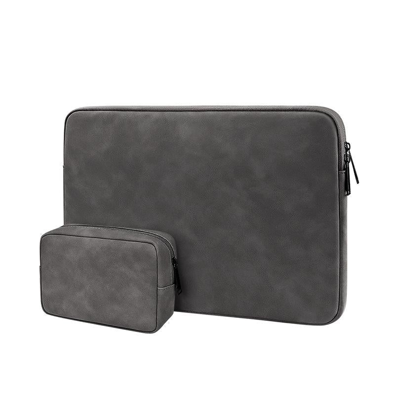 Lightweight Waterproof Lambskin Laptop Sleeve - Fits 14.1-15.4 Inches - Deep Gray With Bag 7