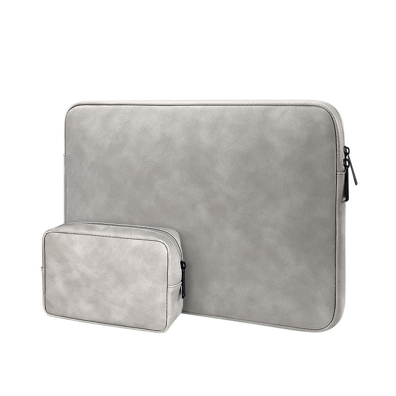 Lightweight Waterproof Lambskin Laptop Sleeve - Fits 14.1-15.4 Inches - Deep Gray With Bag 13