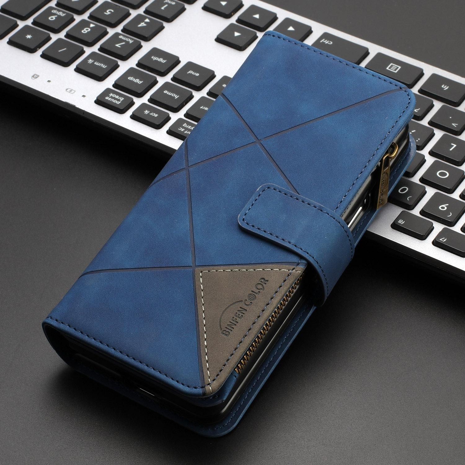 For Samsung Galaxy Z Fold4 5G Leather Zip Wallet With Rhombus Texture - Red 7