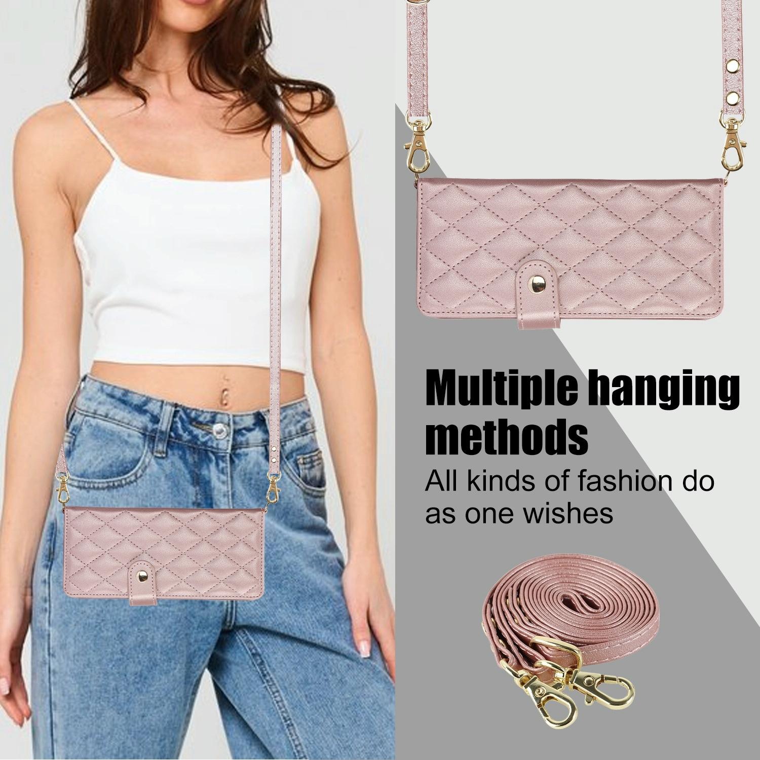 For Samsung Galaxy z Fold4 5G Multifunctional Rhombic Leather Crossbody Phone Case - Brown 9