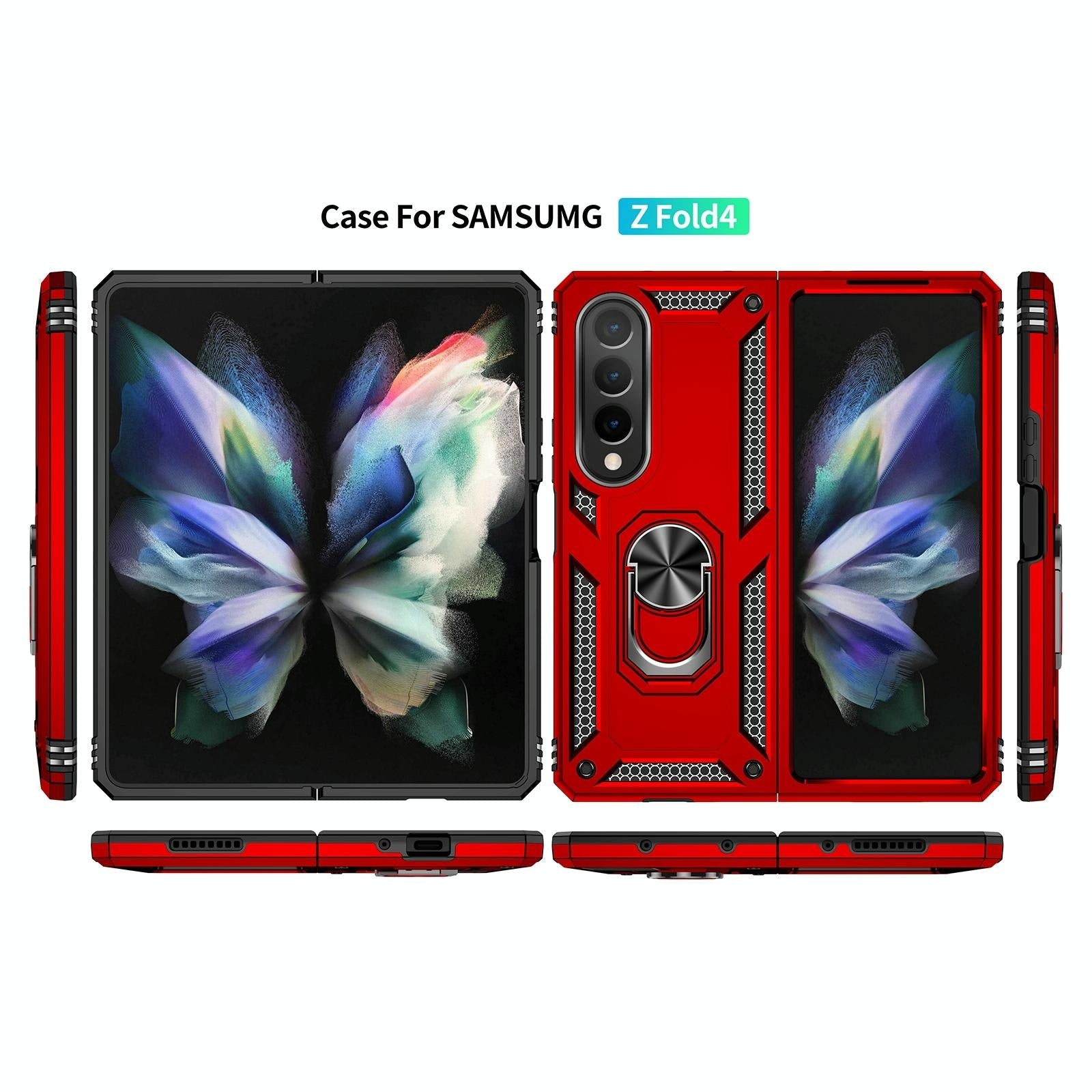 For Samsung Galaxy z Fold4 5G Tpu & Pc Shockproof Phone Case - Red 9