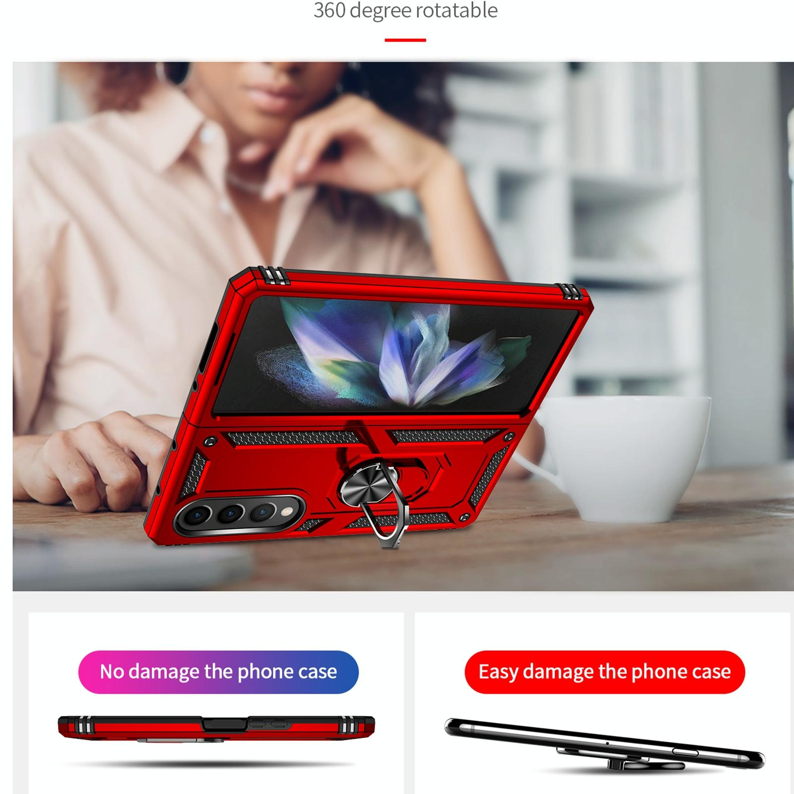 For Samsung Galaxy z Fold4 5G Tpu & Pc Shockproof Phone Case - Red 12
