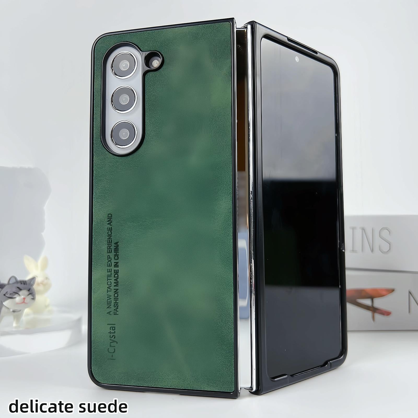 For Samsung Galaxy Z Fold4 5G Crystal Leather Foldable Case - Blue 5