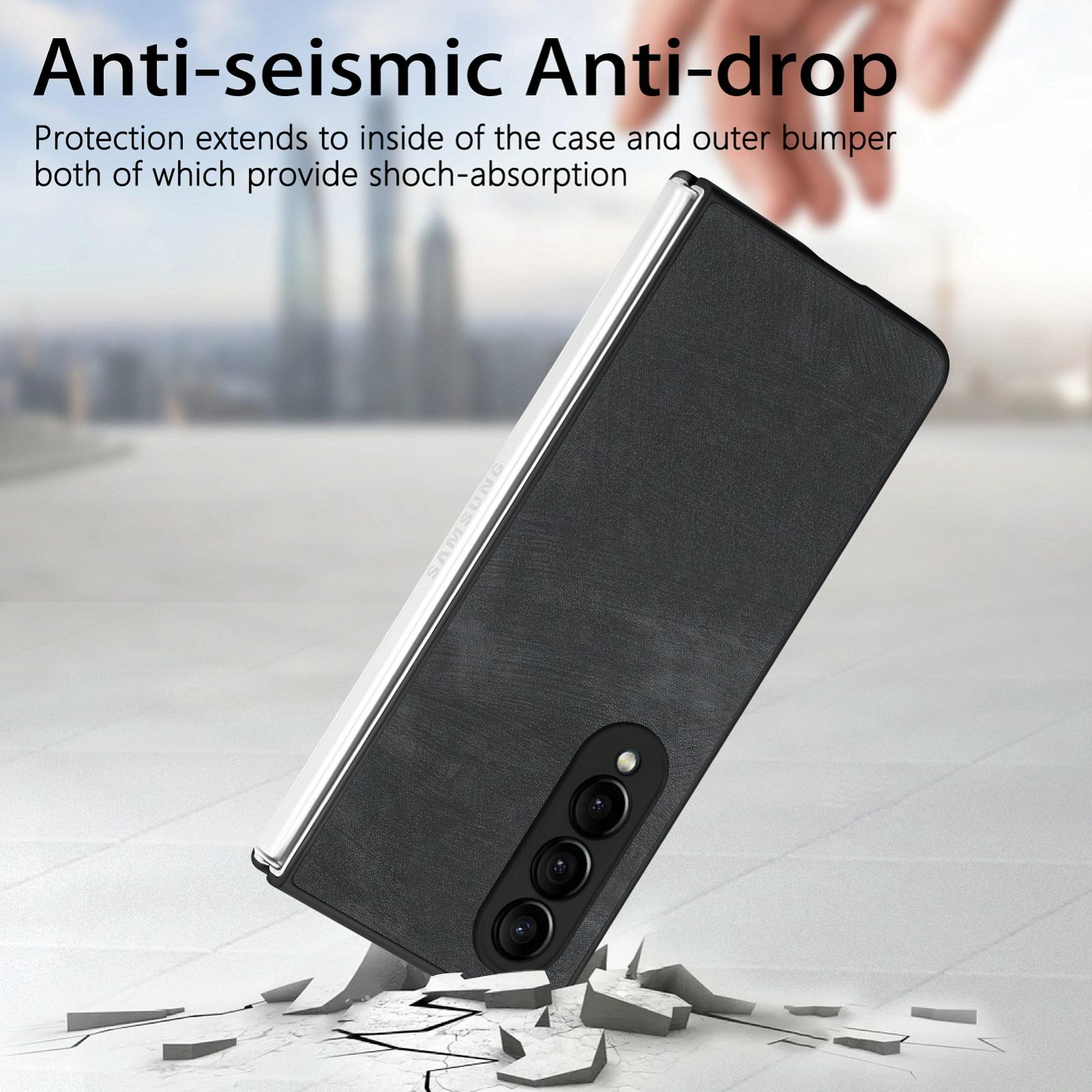 For Samsung Galaxy Z Fold4 5G Vintage Leather Fold Case - Brown 9