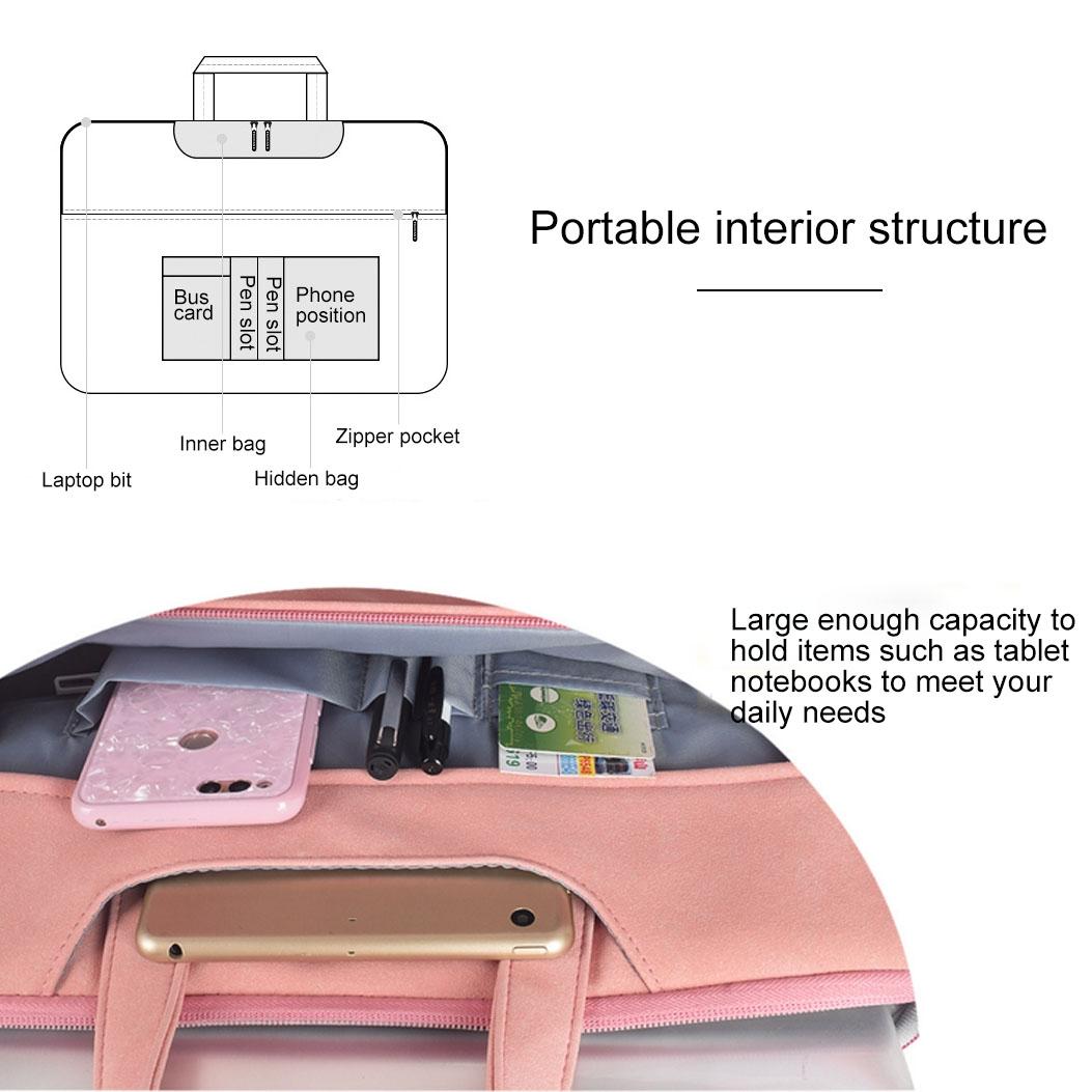 Waterproof Portable One-shoulder Handbag for 14.1 Laptops with Hidden Zipper and Suitcase Belt - Pink 13