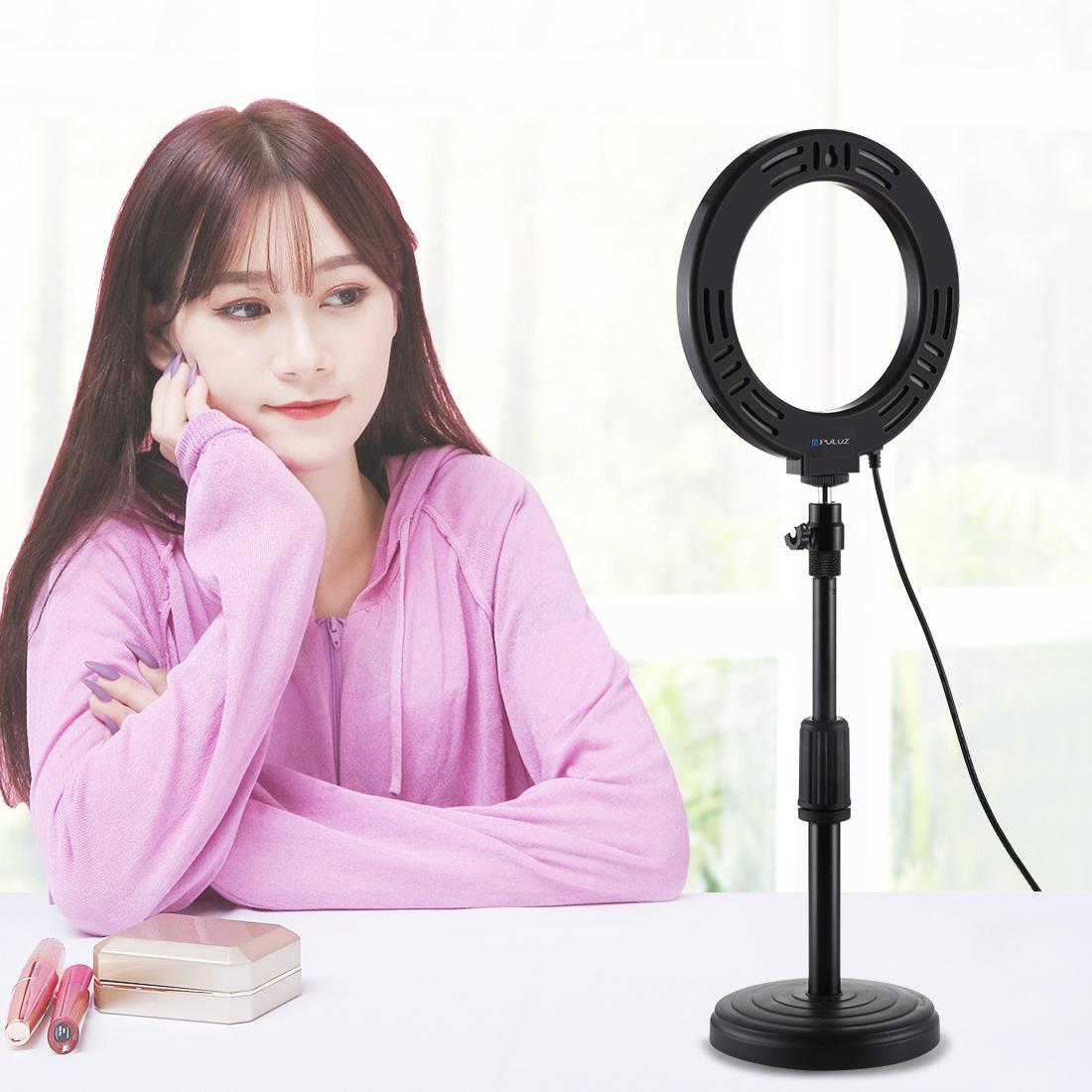 10 Mode Usb Led Ring Light with Tripod and Ball Head - 6.2 Inch Diameter - Pink 4