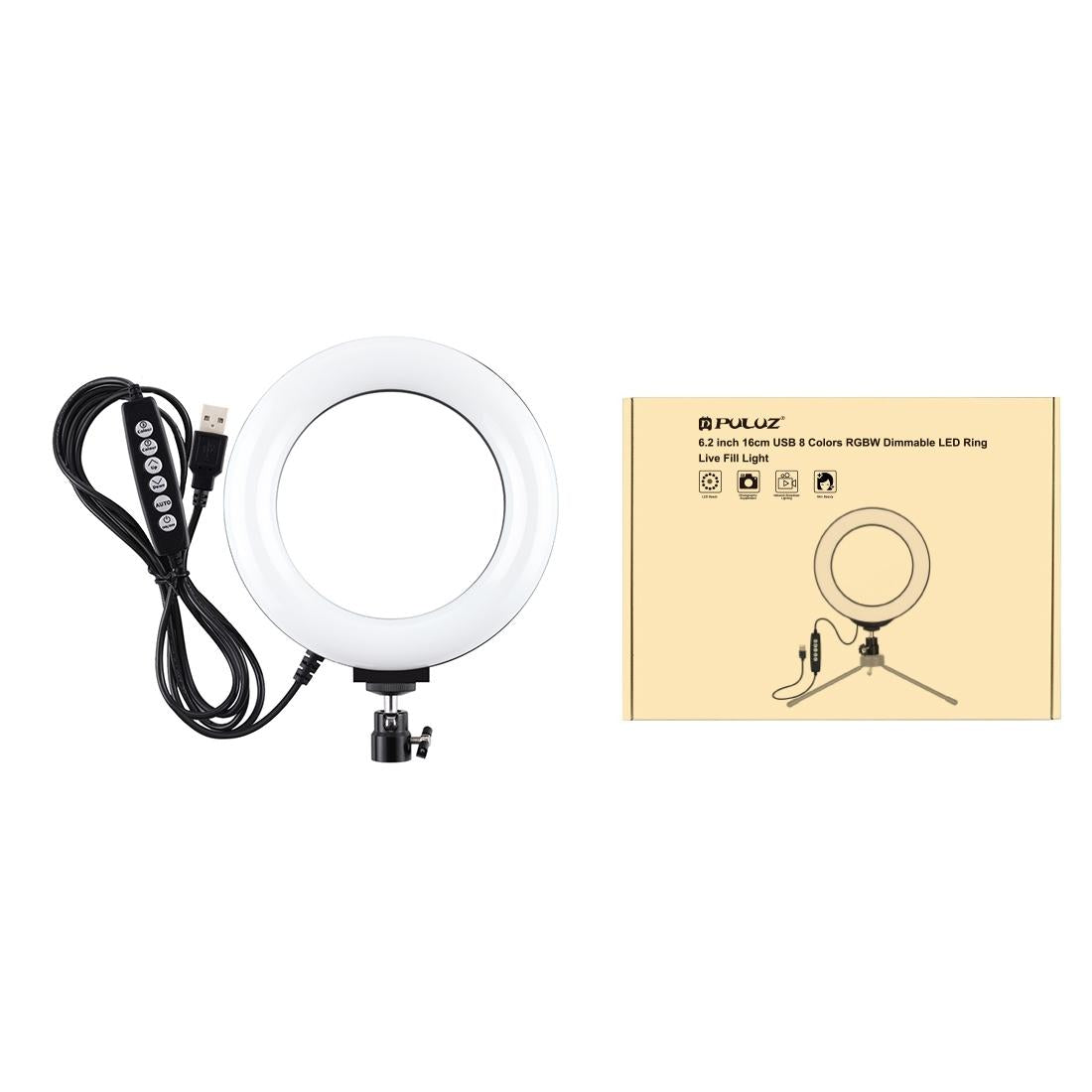 10 Mode Usb Led Ring Light with Tripod and Ball Head - 6.2 Inch Diameter - Pink 5
