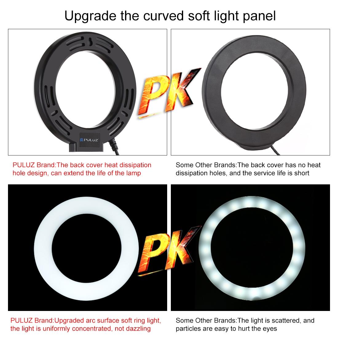 10 Mode Usb Led Ring Light with Tripod and Ball Head - 6.2 Inch Diameter - Pink 12