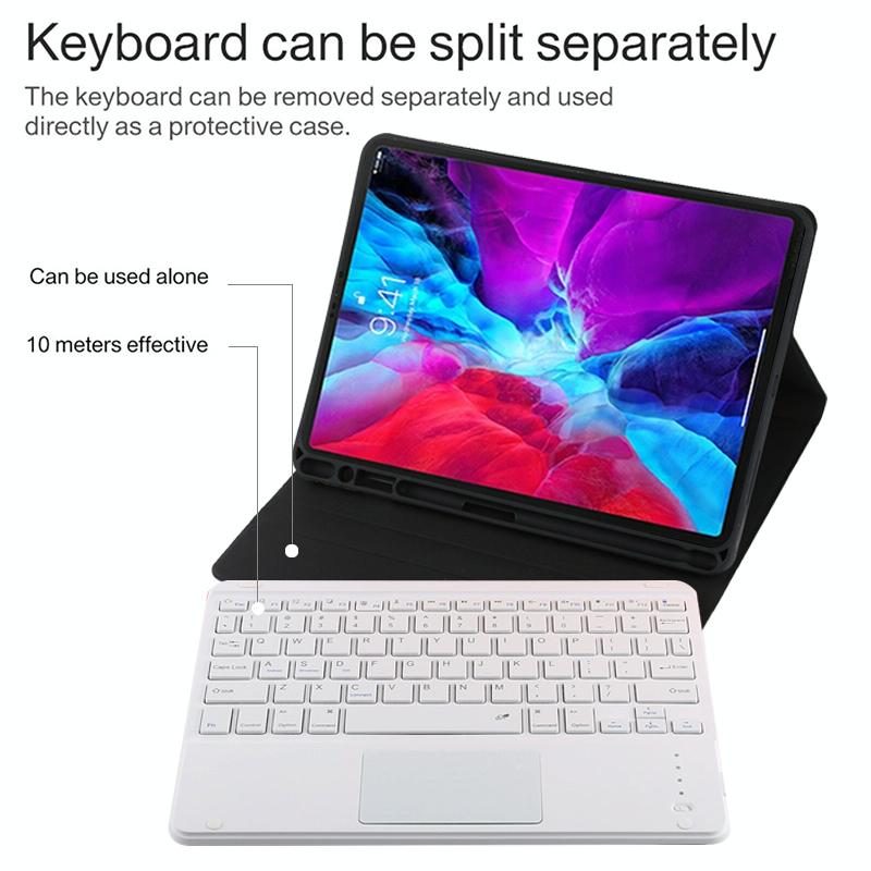 Bluetooth Tablet Case For Ipad Pro 11 With Touchpad & Pen Slot - Detachable Microfiber Leather - Pink 8