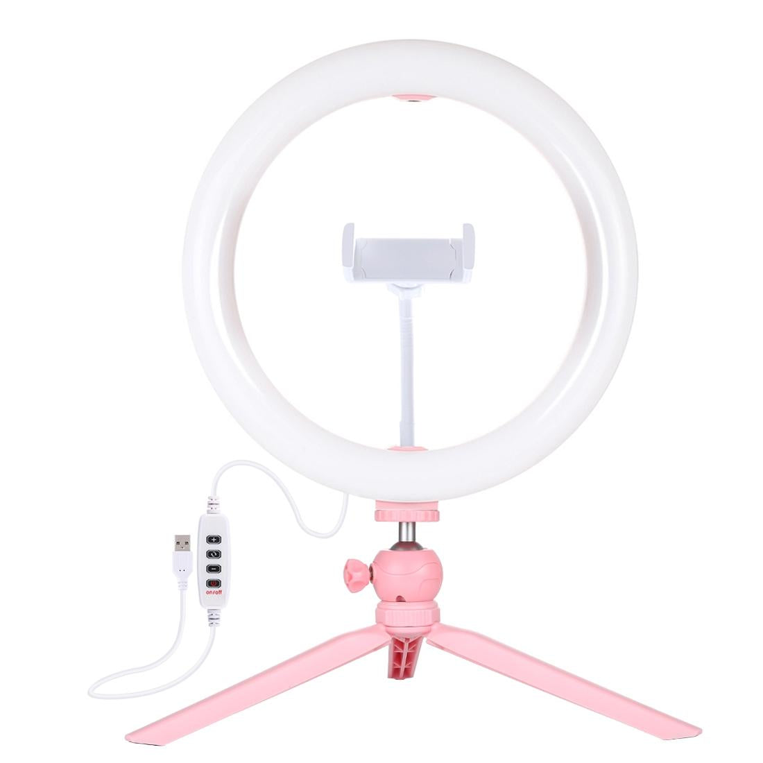 10.2 Led Ring Light with Tripod and Phone Clamp - 3 Modes Dual Colour Temperature Dimmable - Pink 3