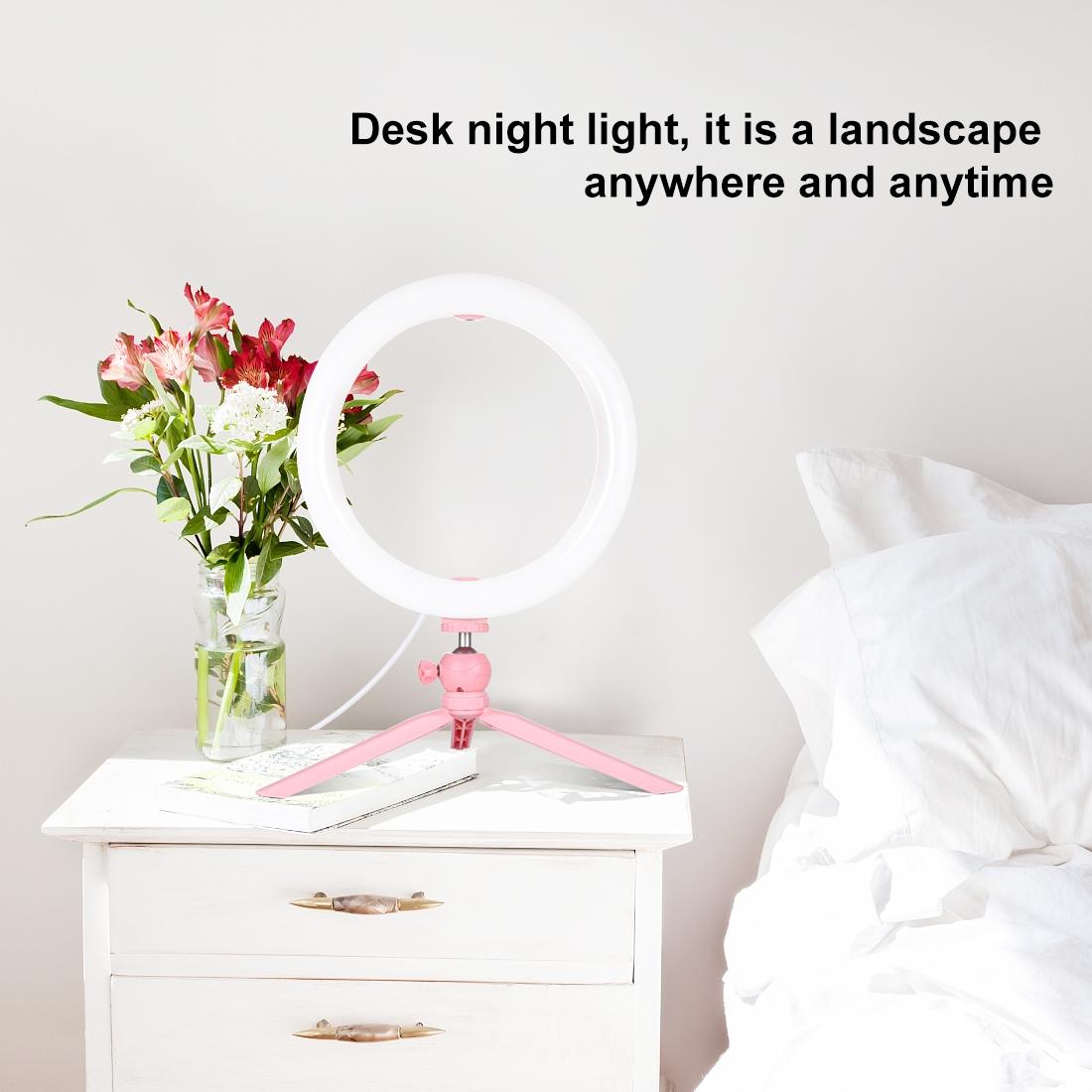 10.2 Led Ring Light with Tripod and Phone Clamp - 3 Modes Dual Colour Temperature Dimmable - Pink 4