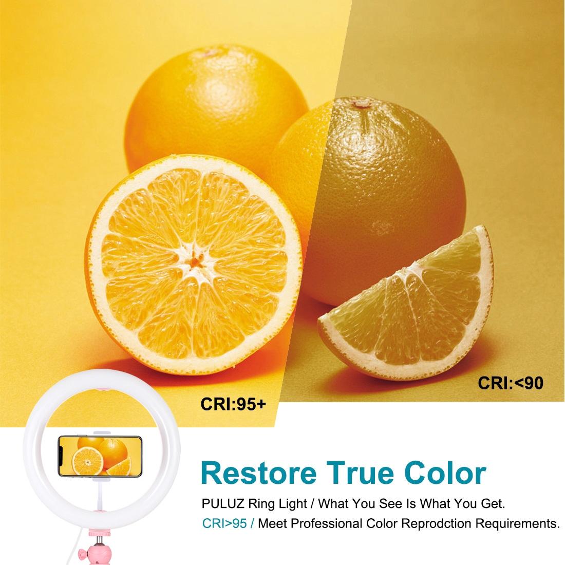 10.2 Led Ring Light with Tripod and Phone Clamp - 3 Modes Dual Colour Temperature Dimmable - Pink 10