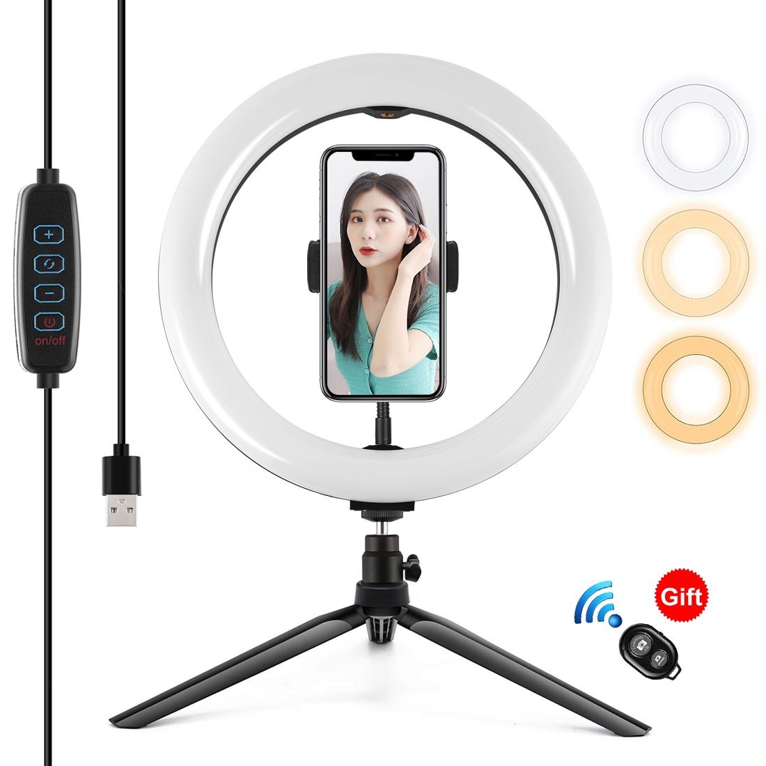 10.2 Led Ring Light with Tripod and Phone Clamp - 3 Modes Dual Colour Temperature Dimmable - Pink 13
