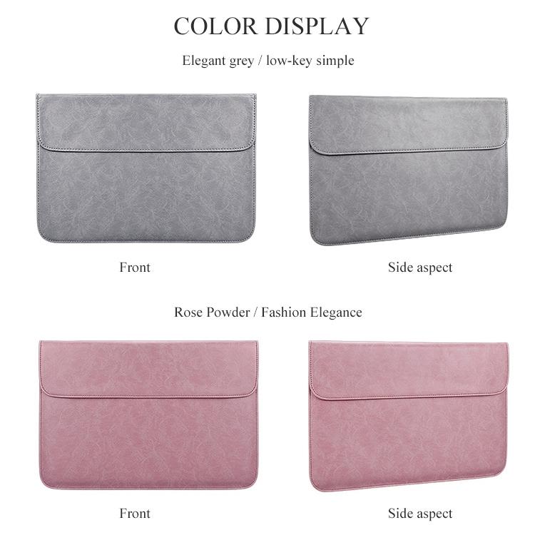 15.4 Inch Laptop Inner Bag with Small Bag - Horizontal Magnetic Buckle Pu Leather - Pink 5