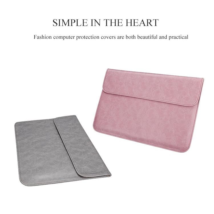 15.4 Inch Laptop Inner Bag with Small Bag - Horizontal Magnetic Buckle Pu Leather - Pink 7
