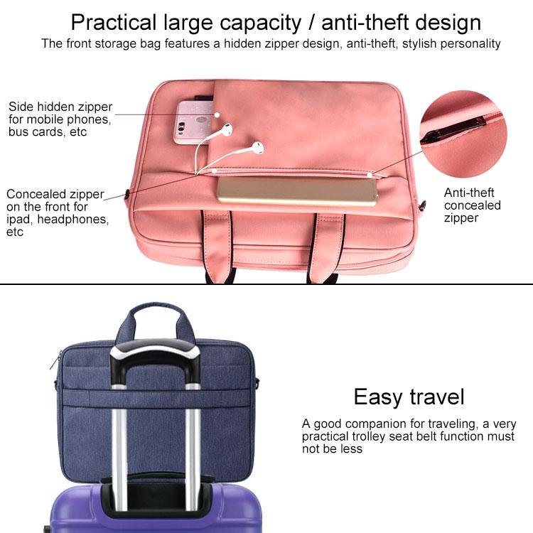 15.6 Inch Laptop One-Shoulder Handbag With Waterproof Anti-Theft Design And Suitcase Belt - Pink 14