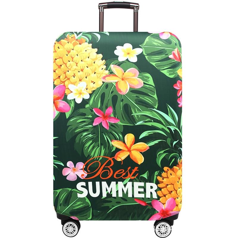 Stretchy Luggage Dust Cover - Durable & Protective - Size l - Sword Leaf Forest - L 15