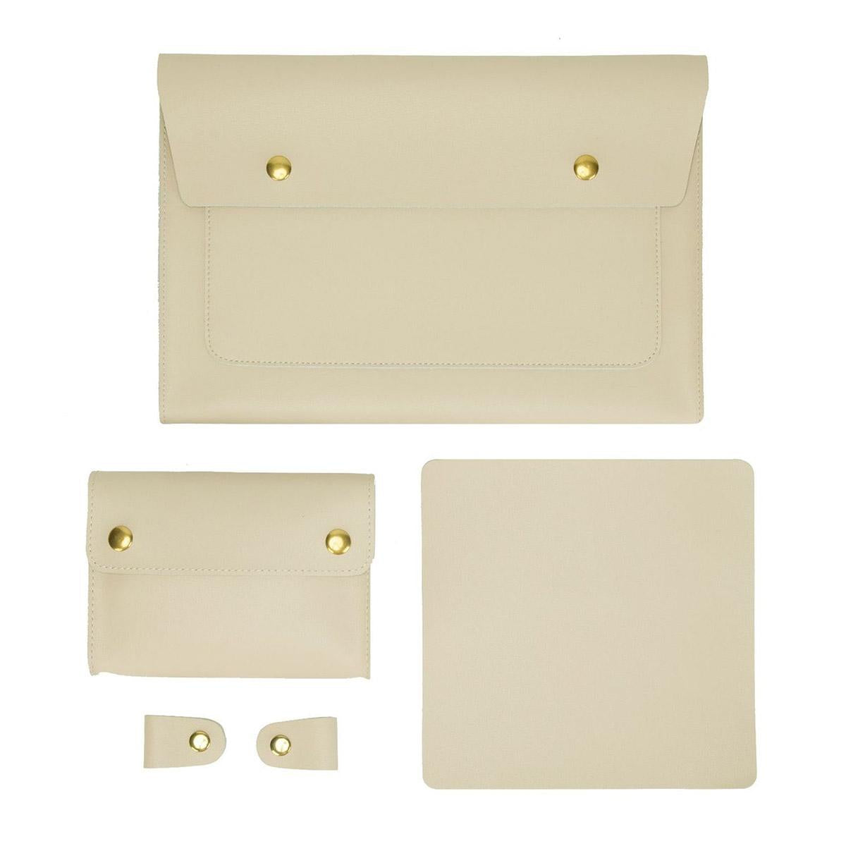 Waterproof Leather Laptop Liner Bag - 15 Inches 3-in-1 Design - Avocado Green 10