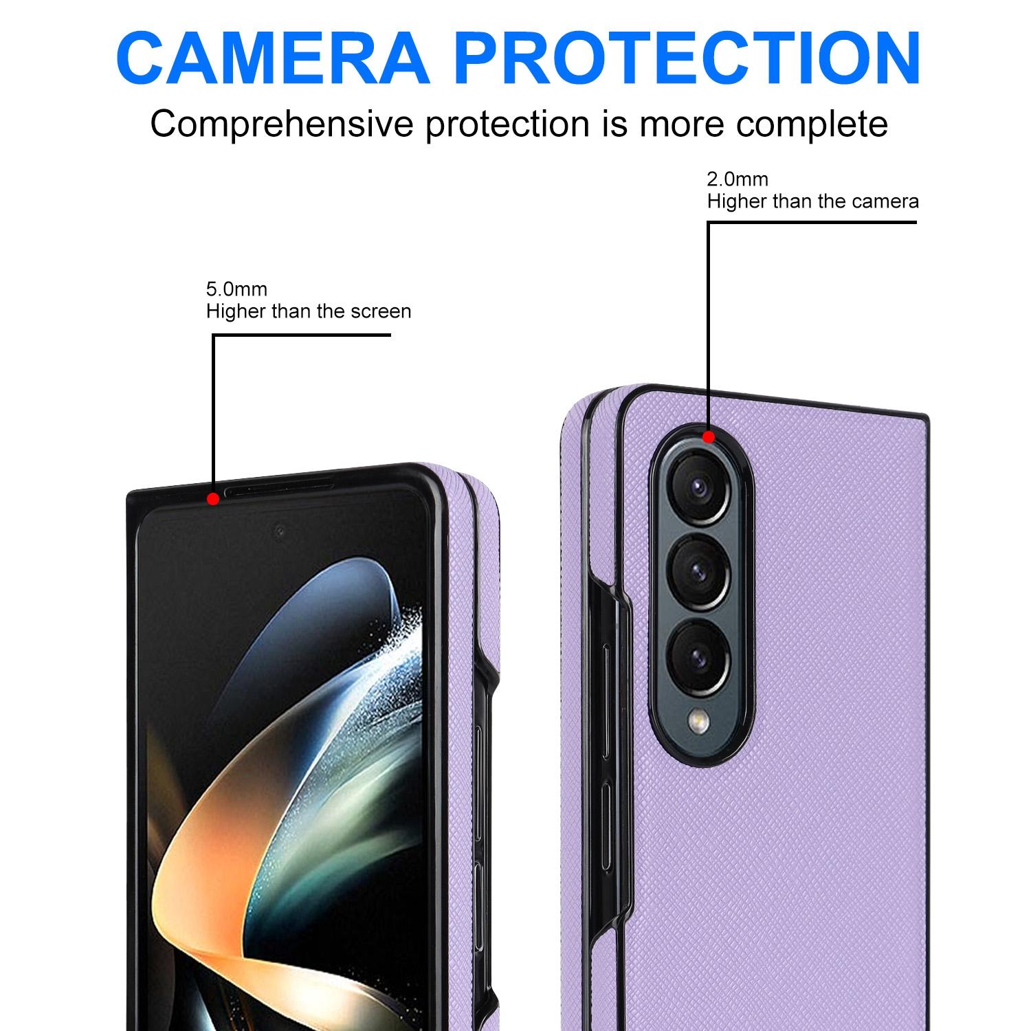 For Samsung Galaxy Z Fold4 5G Foldable Cross Pattern Phone Case - Compact Design - Brown 6