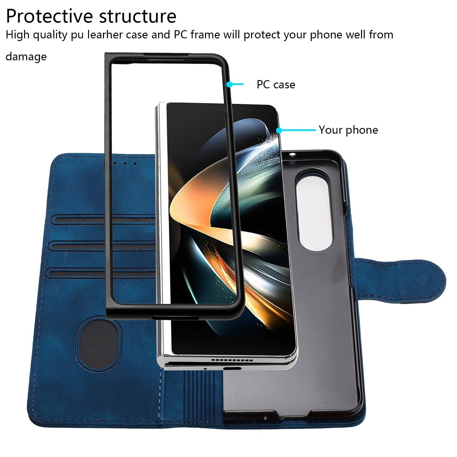 For Samsung Galaxy Z Fold4 5G Embossed Elephant Head Phone Case With Lanyard - Red 11