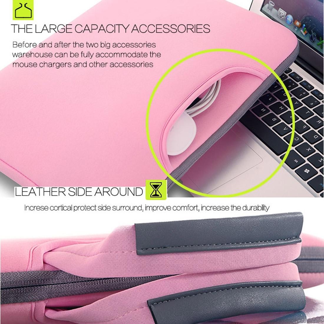 Portable Air Permeable Handheld Sleeve for Macbook Air / Pro and Laptops - 38x27.5x3.5cm 15.4 Inch - Pink 7