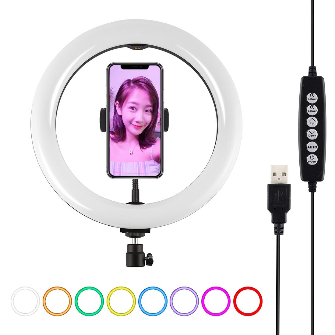 10.2 Usb Led Ring Light with 10 Modes Cold Shoe Tripod & Phone Clamp - Pink