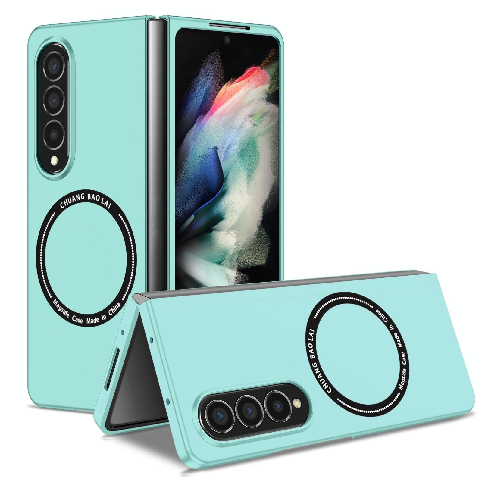 For Samsung Galaxy Z Fold4 5G Secure & Portable Magnetic Folding Case - Green 11