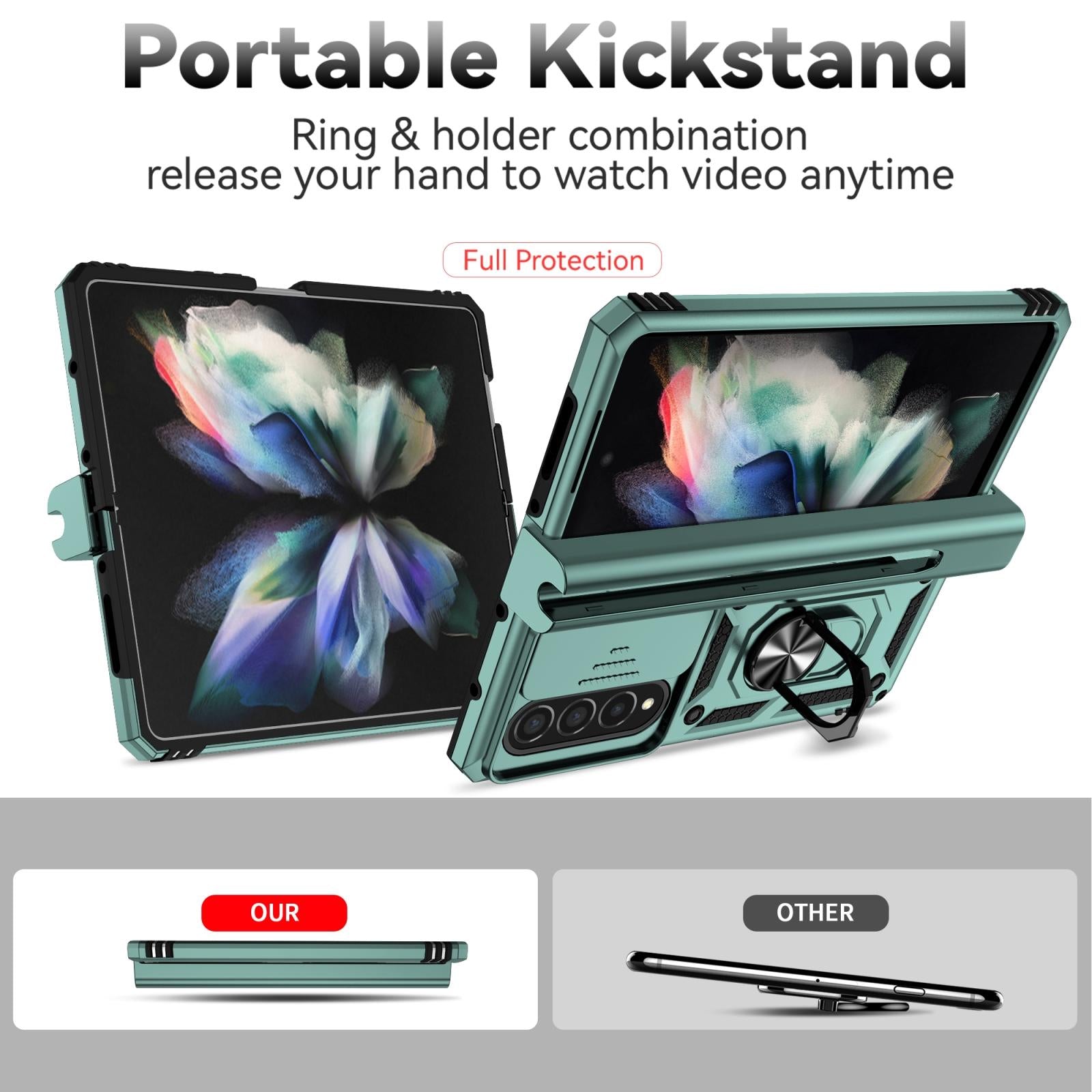 For Samsung Galaxy Z Fold4 5G Secure Sliding Case - Dark Green 5