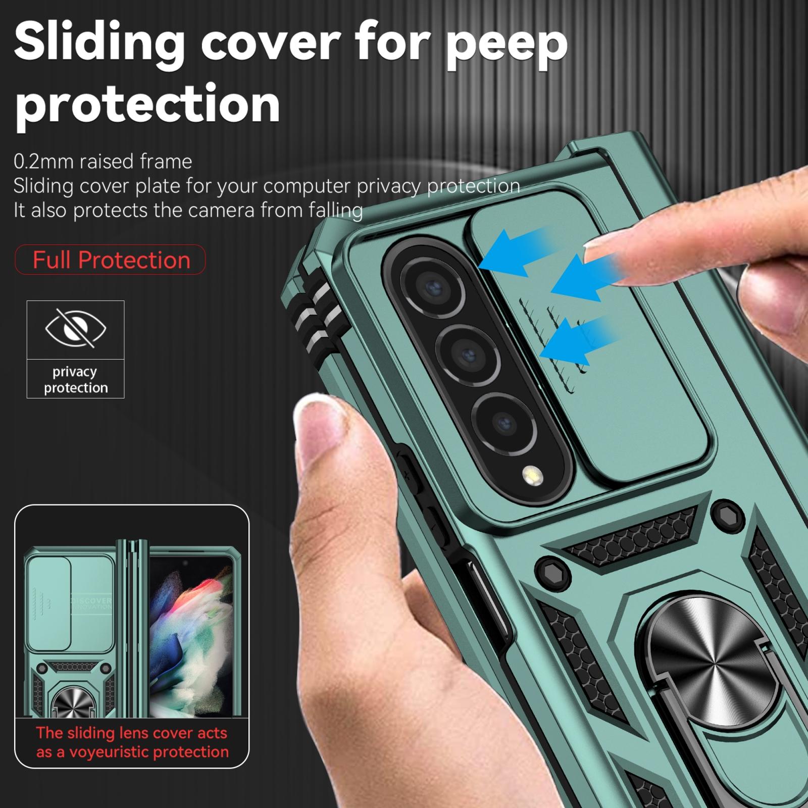 For Samsung Galaxy Z Fold4 5G Secure Sliding Case - Dark Green 7