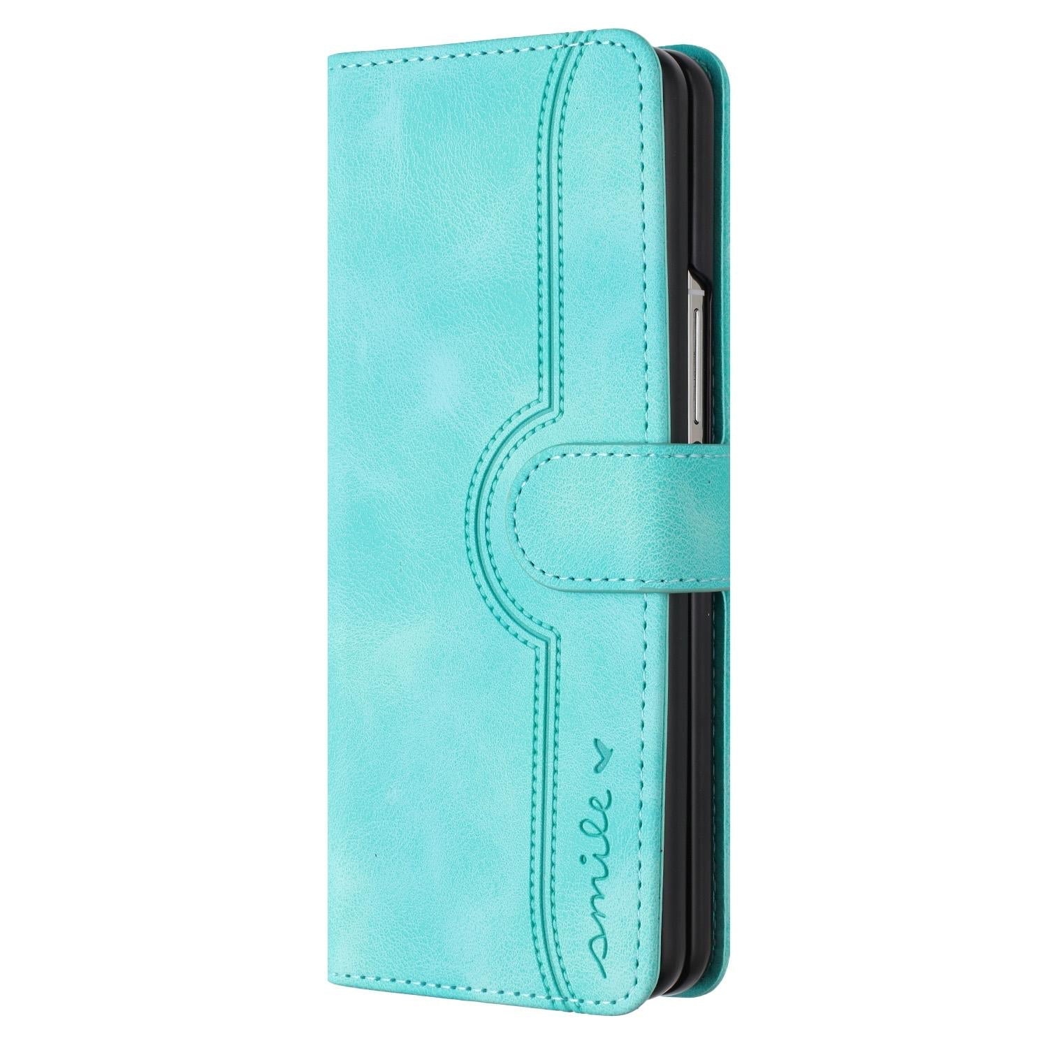 For Samsung Galaxy Z Fold4 5G Leather Phone Case With Heart Pattern - Brown 11