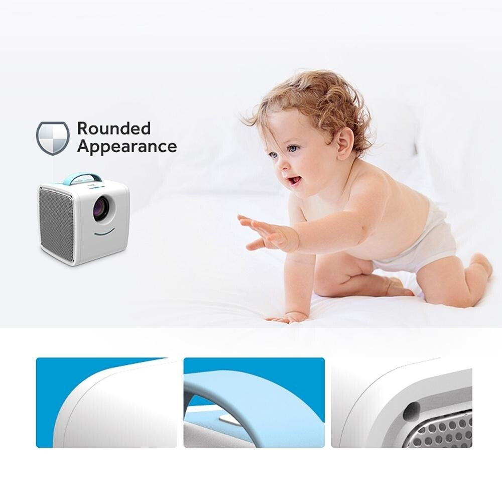 10W Children Video Projector - 30 Lumens Hd 1080P Lcd Technology Supports Av / Usb / Mini Sd / Hdmi / Audio - White - Pink 5