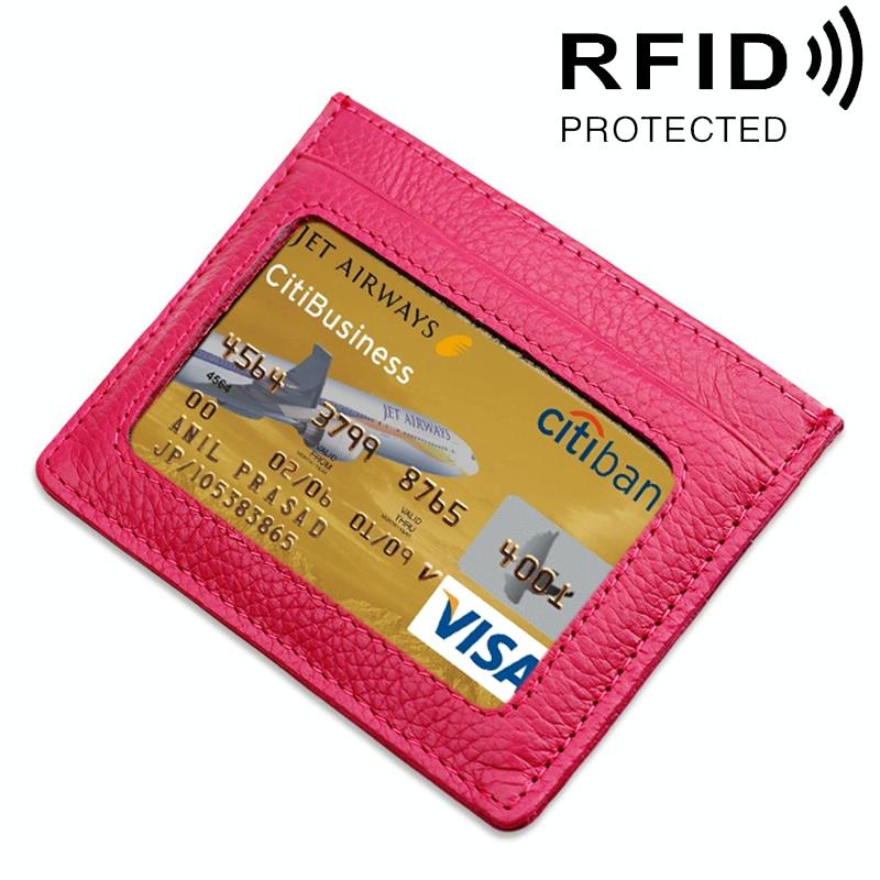 Leather Rfid Card Holder - Blocking - Pink 8