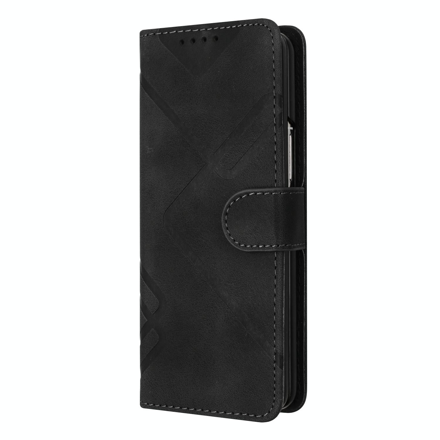 For Samsung Galaxy Z Fold4 5G Smooth Leather Phone Case - Line Pattern - Royal Blue 13