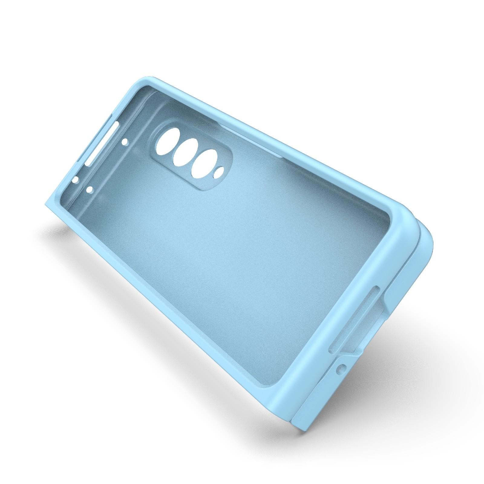 For Samsung Galaxy Z Fold4 5G Foldable Shockproof Phone Case with Magic Shield - Slim Design - Light Blue 11