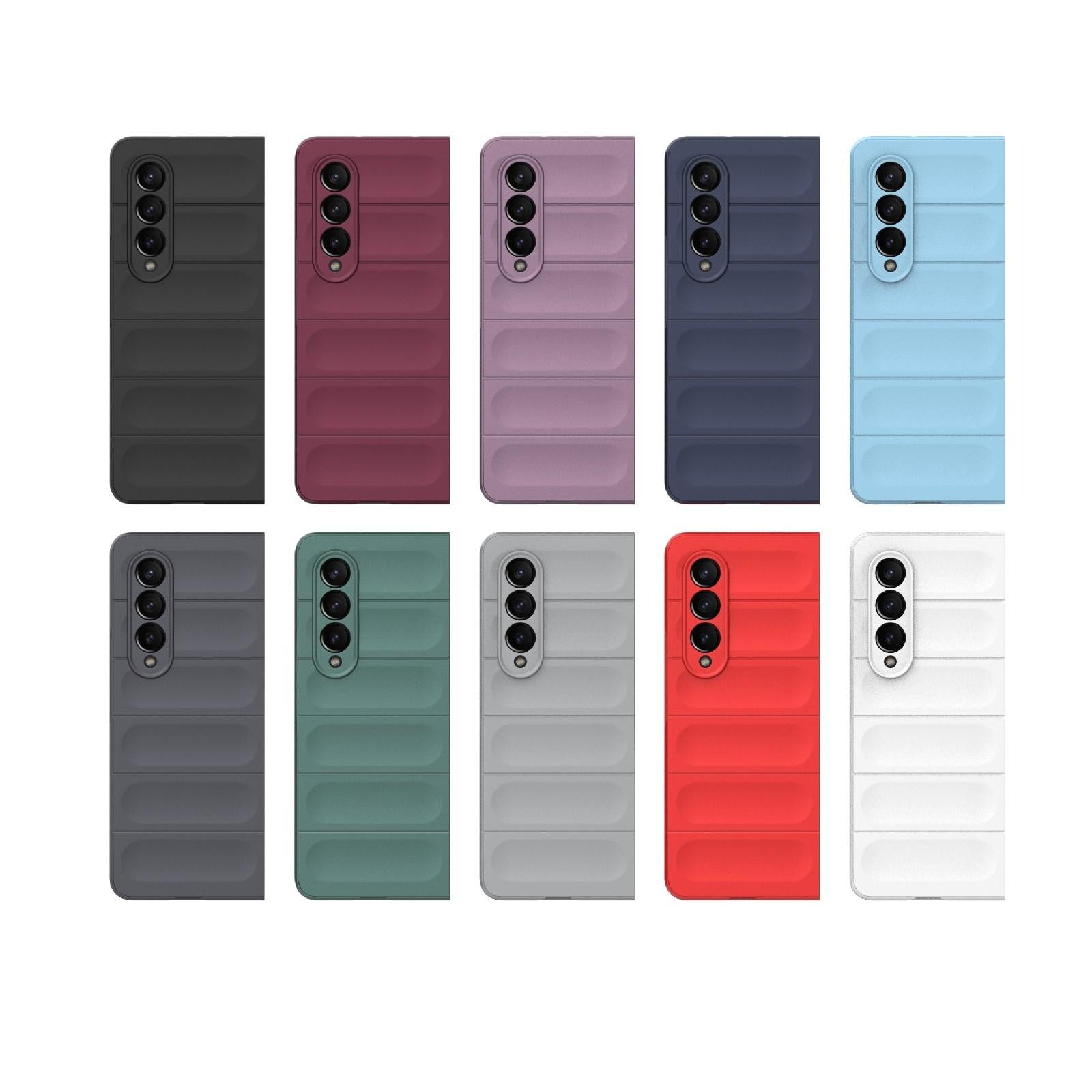 For Samsung Galaxy Z Fold4 5G Foldable Shockproof Phone Case with Magic Shield - Slim Design - Light Blue 12