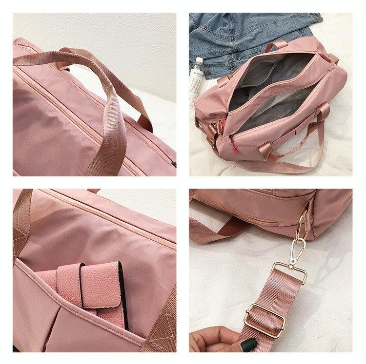 Yoga and Sports Gym Bag - Lightweight Nylon - Pink 4