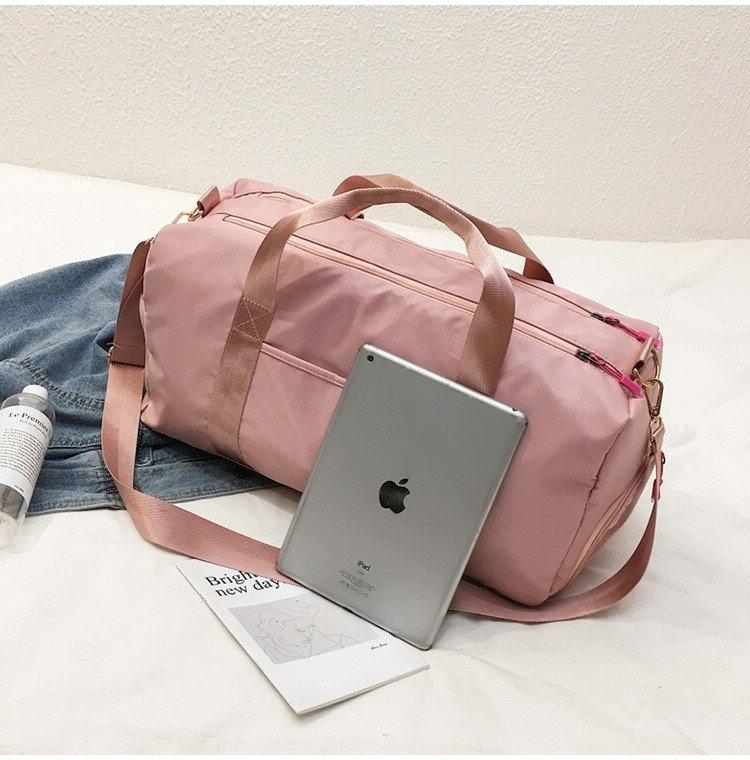 Yoga and Sports Gym Bag - Lightweight Nylon - Pink 11