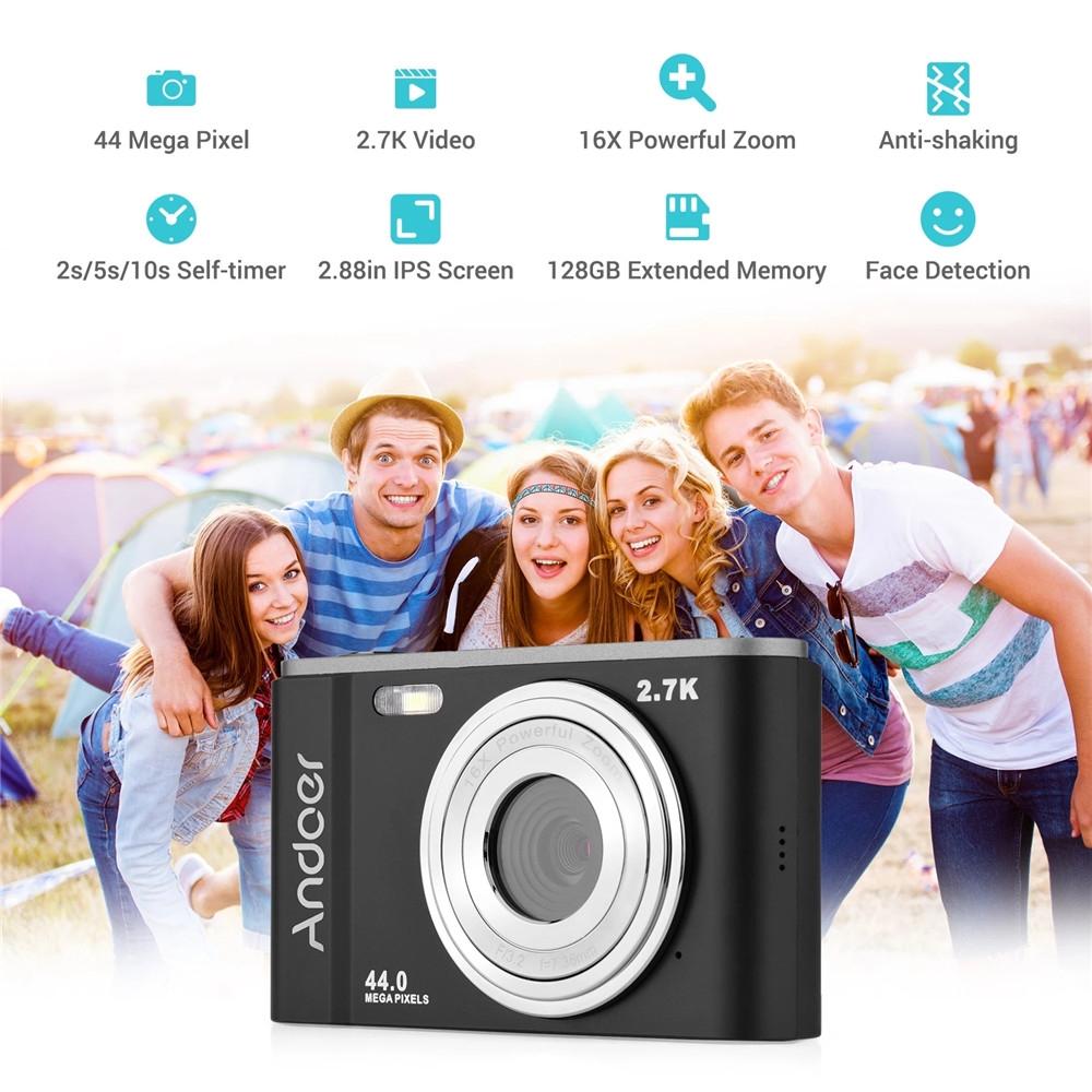 2.7k Full Hd 44mp 16x Zoom 2.88 Digital Camera for Kids - Pink 5
