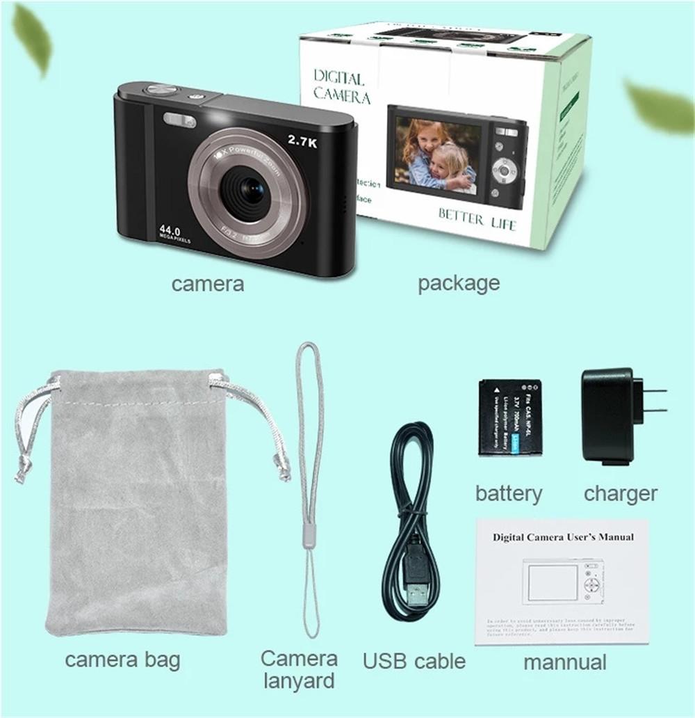 2.7k Full Hd 44mp 16x Zoom 2.88 Digital Camera for Kids - Pink 7