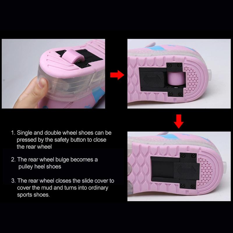 29 Rechargeable Led Roller Skates - Pink Ultra Light Double Wheel 6