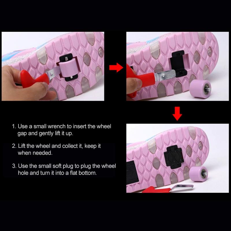Rechargeable Double Wheel Roller Skating Shoes - Pink Size 38 5