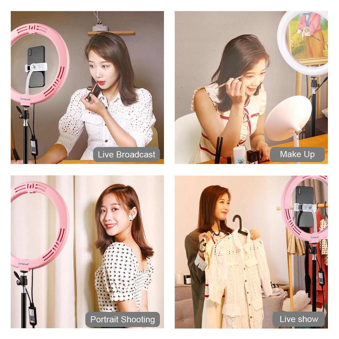 10.2 Curved Led Ring Light with Tripod & Remote for Vlogging & Photography - Pink 6