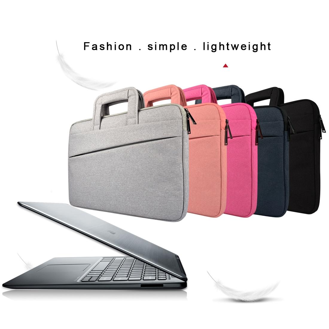 Portable Laptop Tablet Bag - 15.6 Inch Double Side Pockets Soft Handle Oxford Cloth - Deep Space Gray - Pink 12