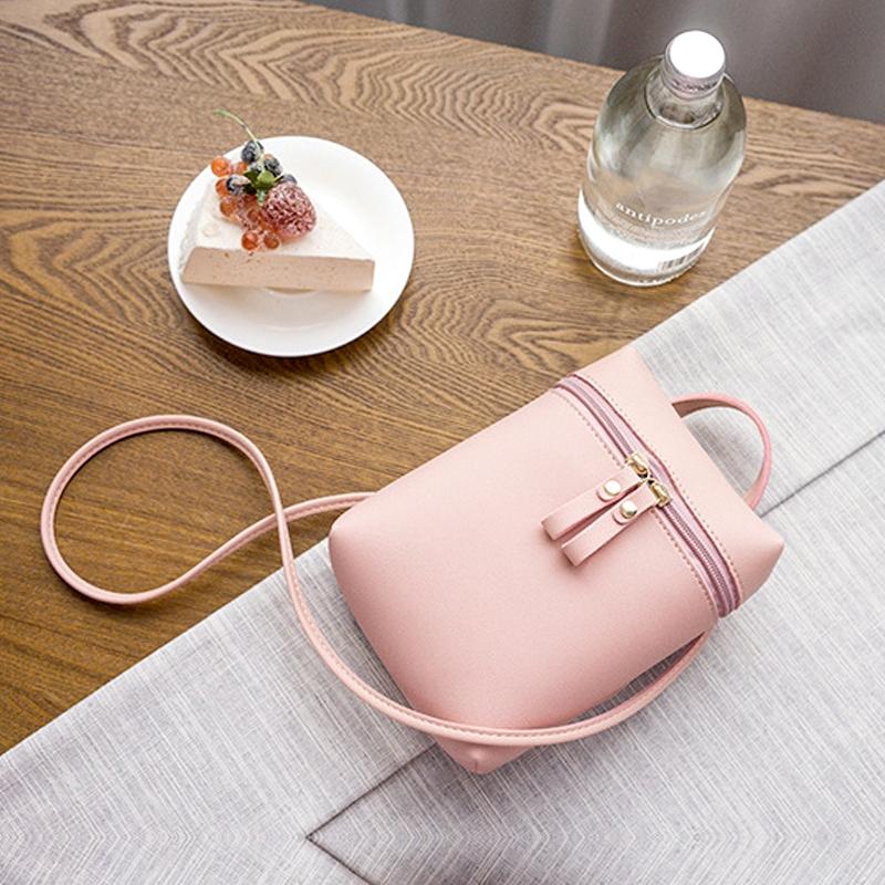 Simple Casual Shoulder Messenger Bag Small Crossbody Bucket Bag For Women - Pink 4