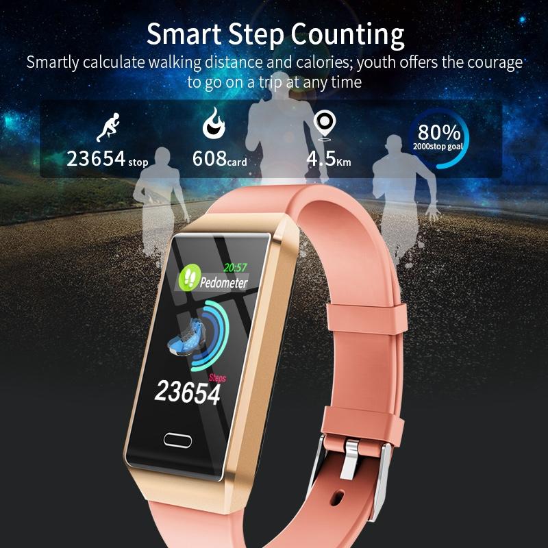 Waterproof Smart Bracelet With Tft Screen - 6 Inches - Pink 12