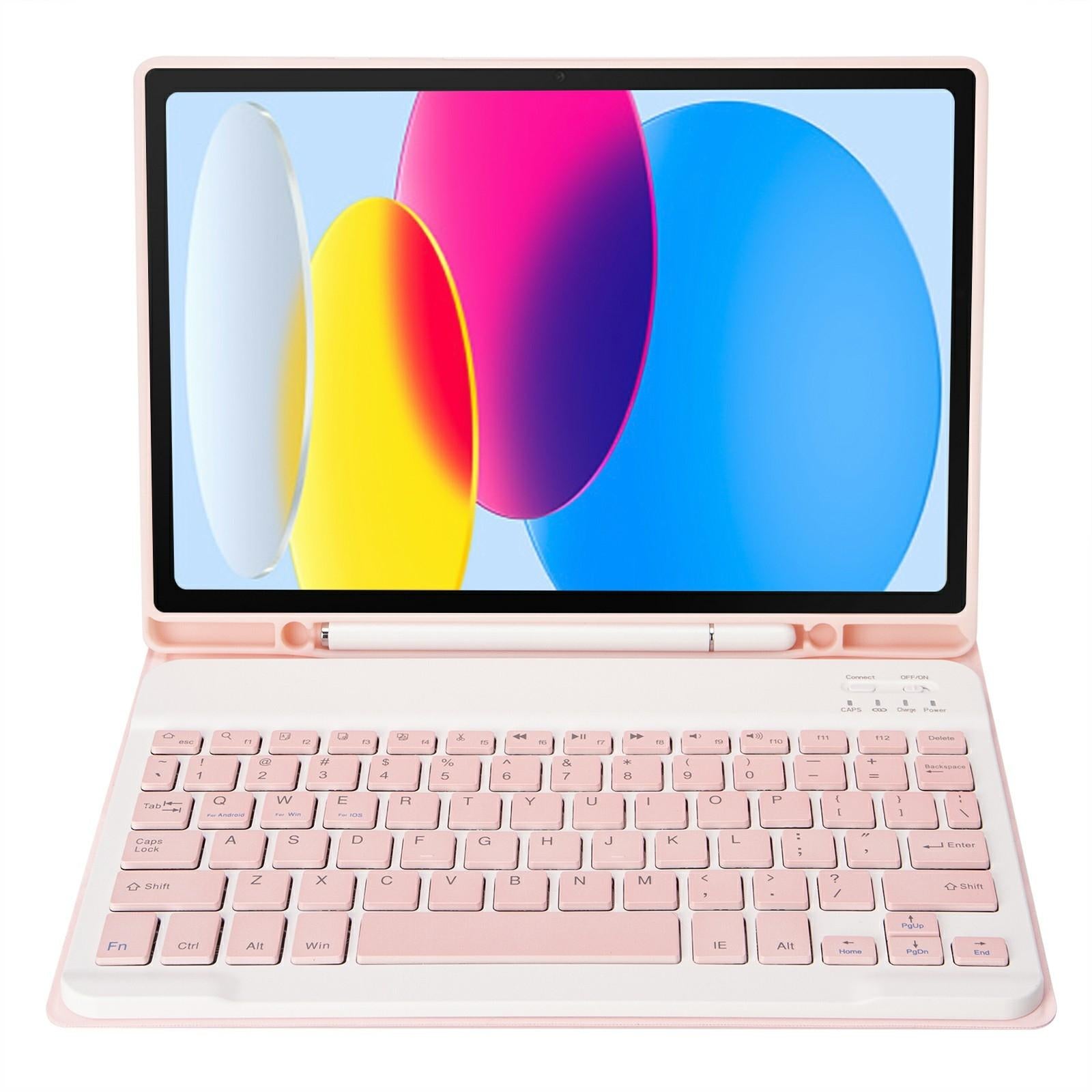 Ultra-Thin Bluetooth Keyboard Leather Tablet Case For Ipad 10.9 2022 With Pen Slot - Pink 6