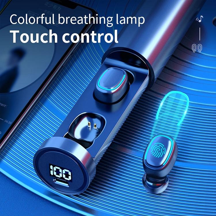True Wireless Bluetooth Earphones with Digital Display and Charging Box - Pink 7